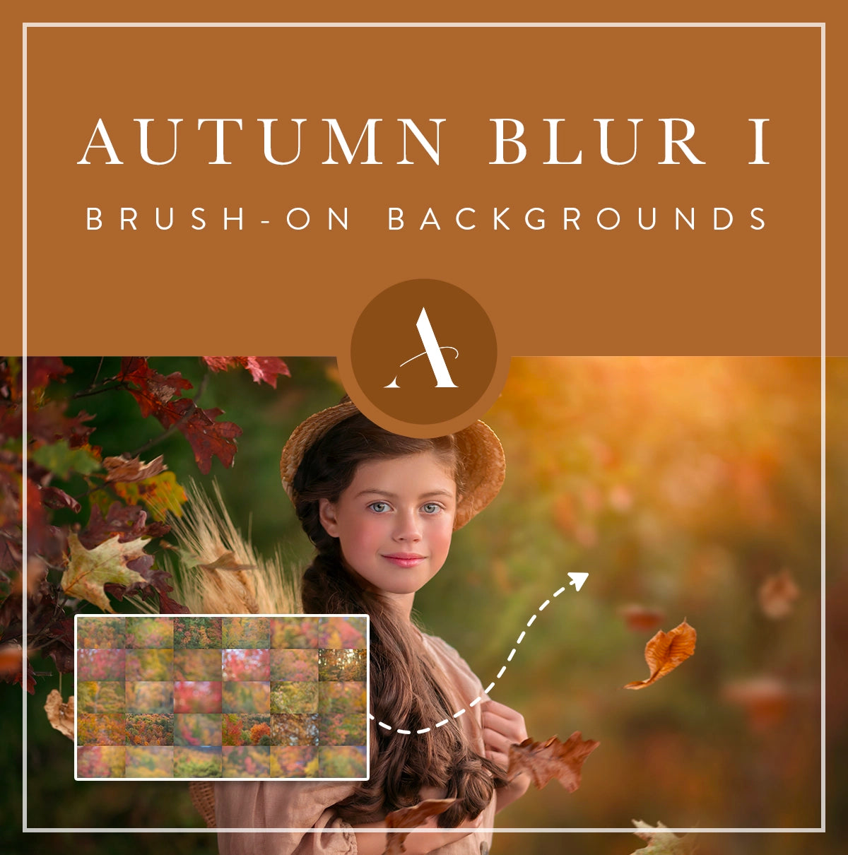 Brush-on blur of fall leaves creating a gentle, muted background for portraits and lifestyle photos.