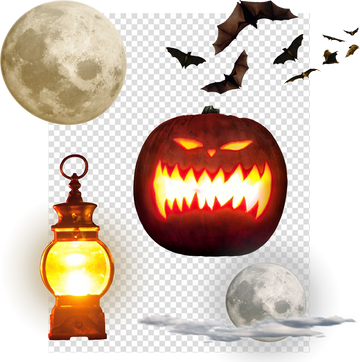 Halloween Overlays Moon Bats Pumpkin Jack O Lantern