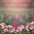 Layered digital background featuring soft pink wildflowers in a garden setting with blurred green and magenta tones in the distance, ideal for photographers and portrait composites.