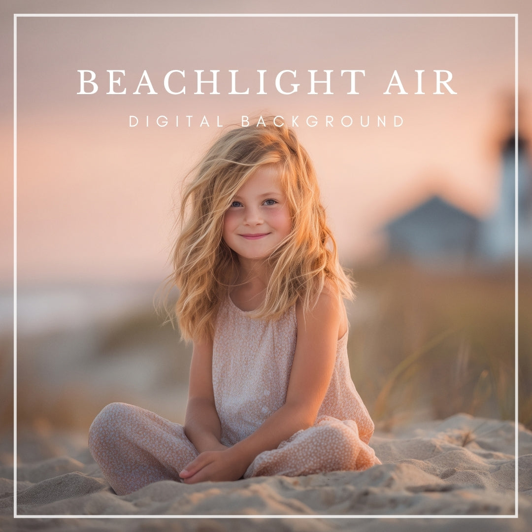 Soft-focus digital background featuring coastal sand dunes, beach grass, and a distant lighthouse glowing at sunset, inspired by Cape Cod and the Outer Banks.