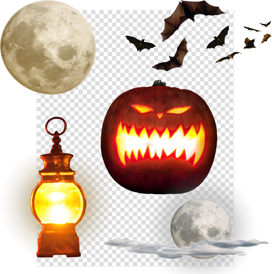 Halloween Overlays Moon Bats Pumpkin Jack O Lantern
