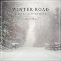 Digital background of a snowy rural road with falling snow, wooden fences, and a mailbox, ideal for winter photo composites and seasonal edits.